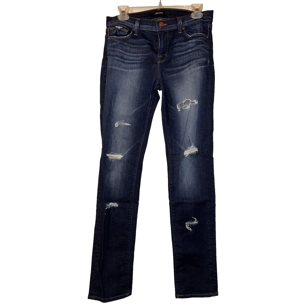 J Brand Alana High Rise Cropped Skinny Jeans Distressed Indigo Womens Size 29